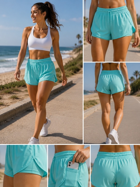 90 Degree By Reflex Pants - NWT 90 Degree By Reflex Women’s Athletic Running Shorts Teal Size M Lined Workou